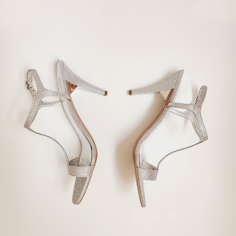 NWOB Michael Kors T Strap Sandal Silver Glitter - Picture 10 of 11